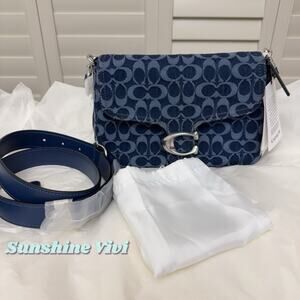 NWT COACH Chain Tabby Shoulder Bag In Signature Denim Deep Blue CAN00